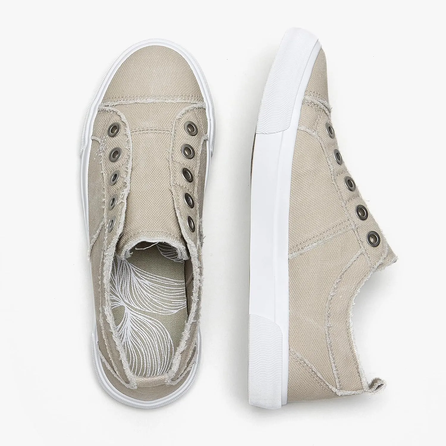 Women's Slip-On All Cotton Canvas Shoes Lightweight Casual Fashion Sneakers