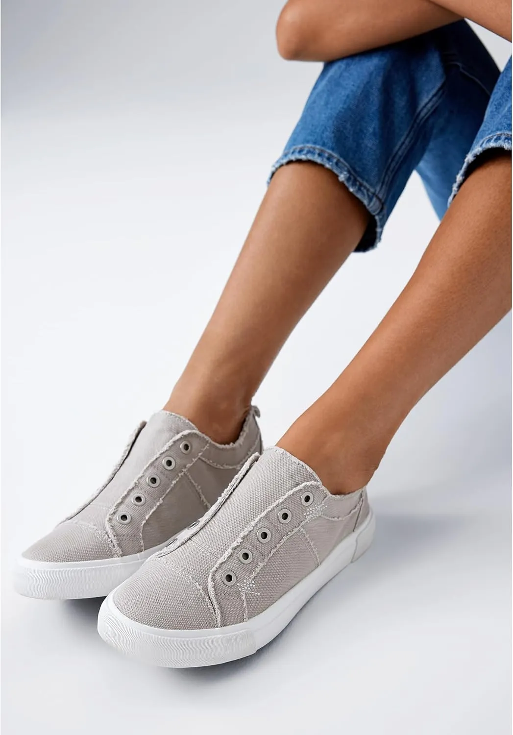Women's Slip-On All Cotton Canvas Shoes Lightweight Casual Fashion Sneakers