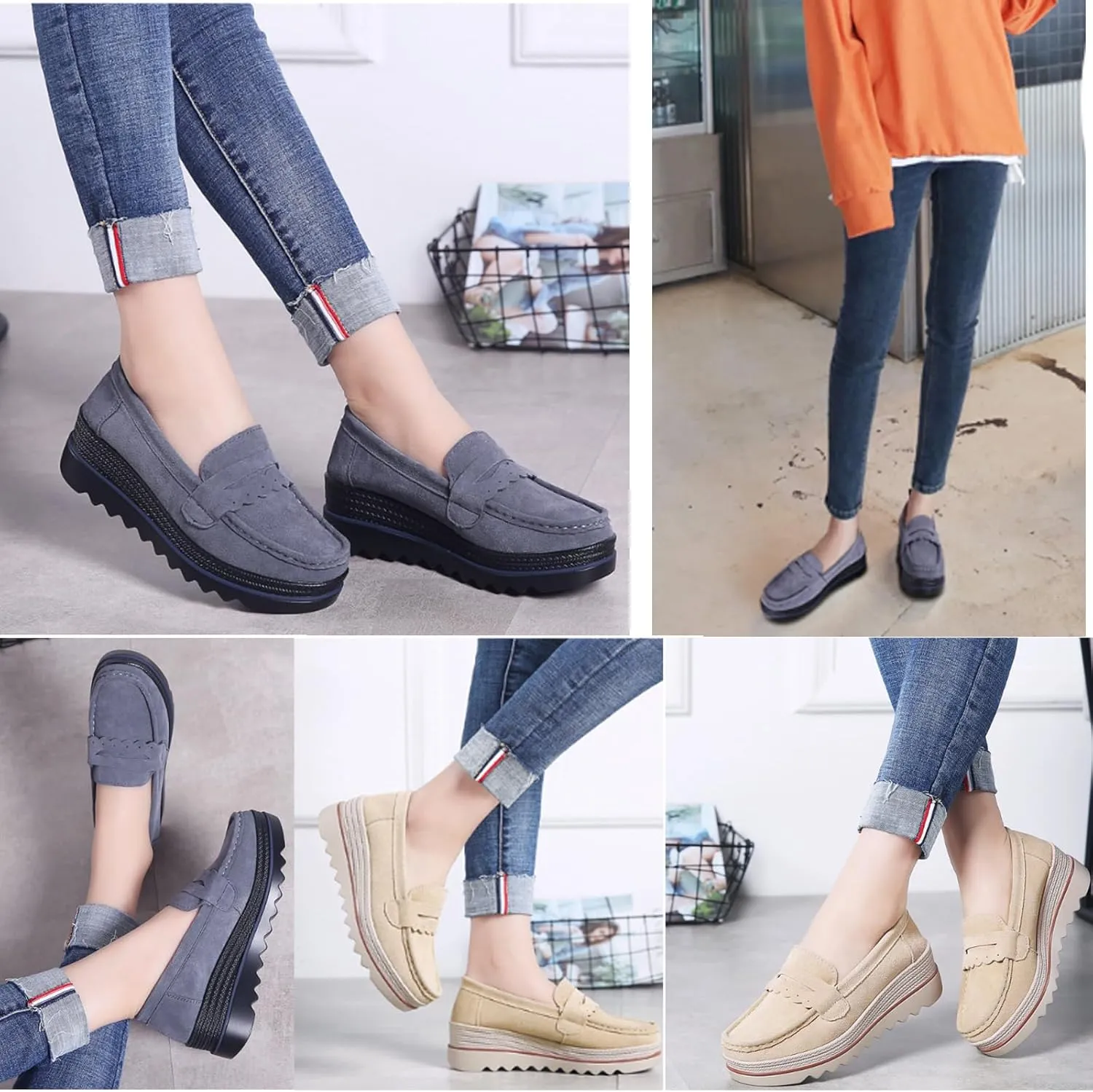 Womens Slip on Loafers Comfortable Thick Soft Platform Shoes Business Casual Walking Shoes