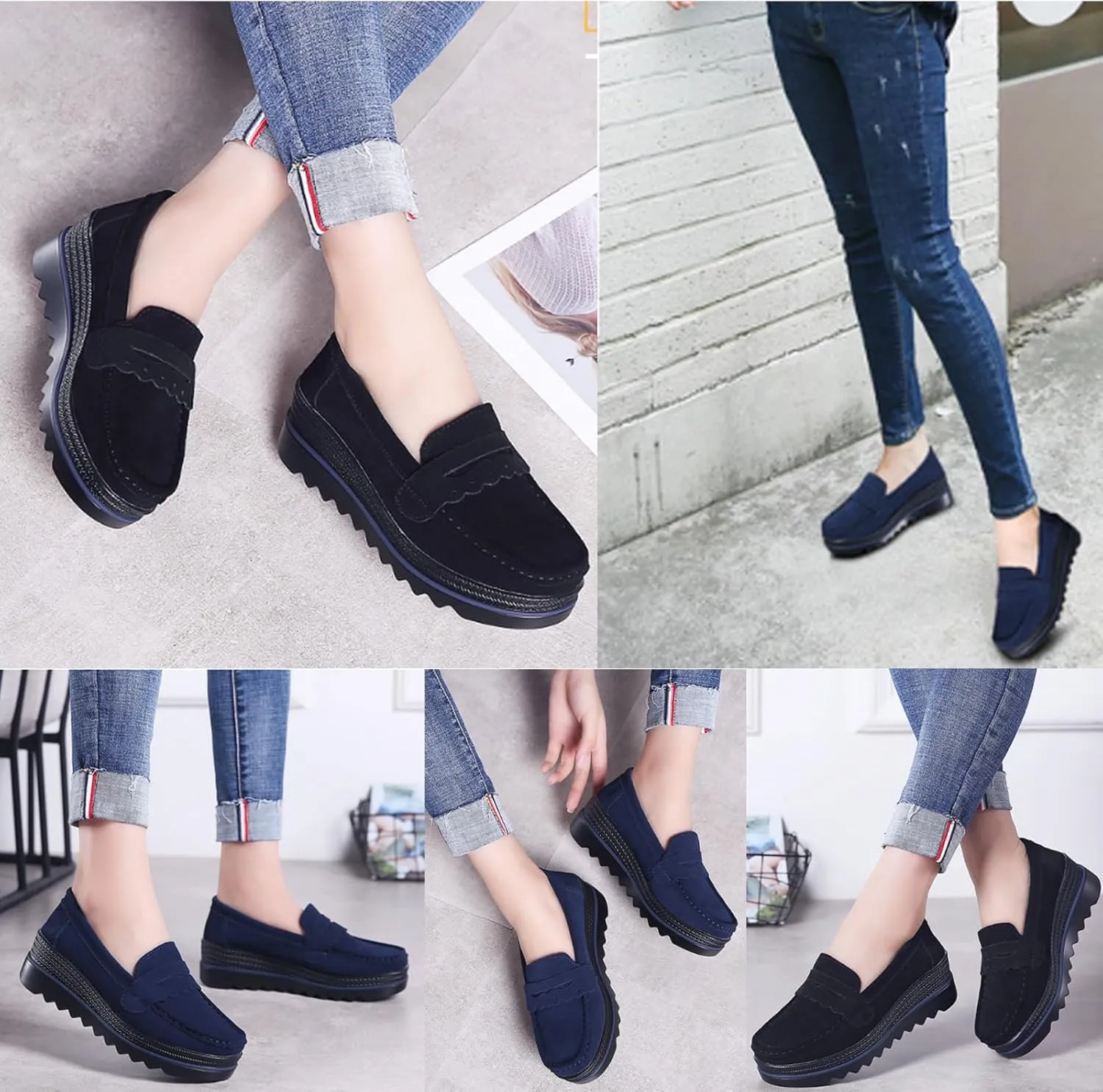 Womens Slip on Loafers Comfortable Thick Soft Platform Shoes Business Casual Walking Shoes