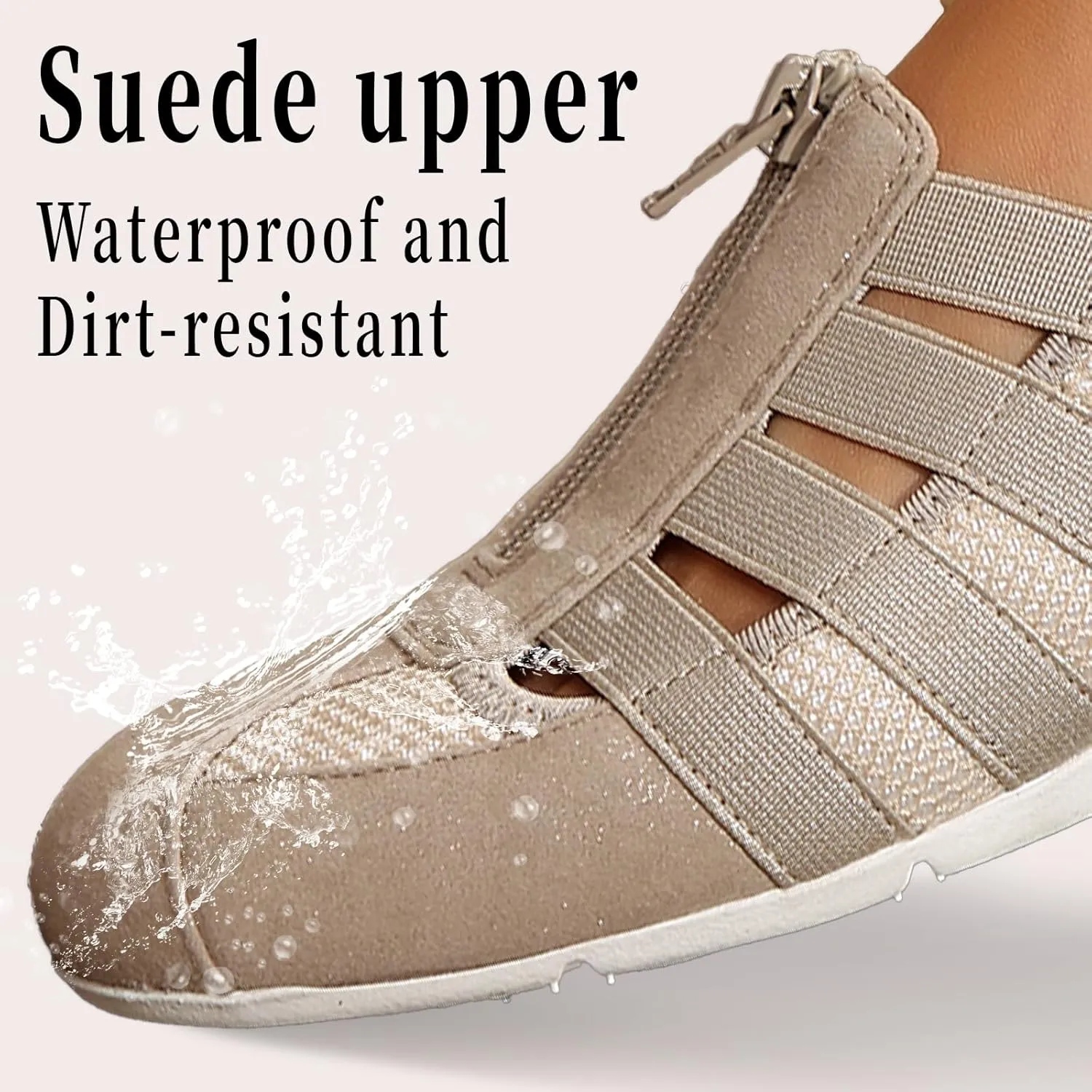 Women's Slip-On Loafers for Gyming Breathable Walking Shoes Lightweight Casual Sneaker with Zipper