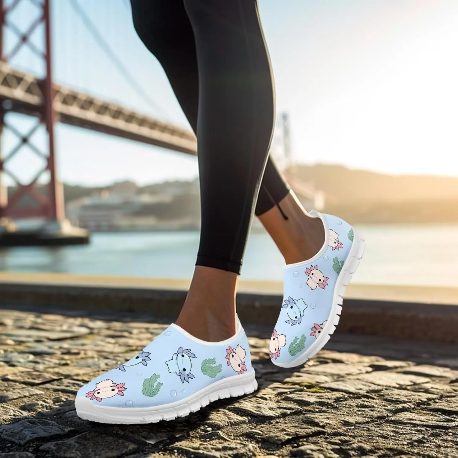Womens Slip On Sneakers Lightweight Casual Shoes Soft Anti-Slip Tennis Shoes for Gym Travel Size 5.5-11.5 White Sole