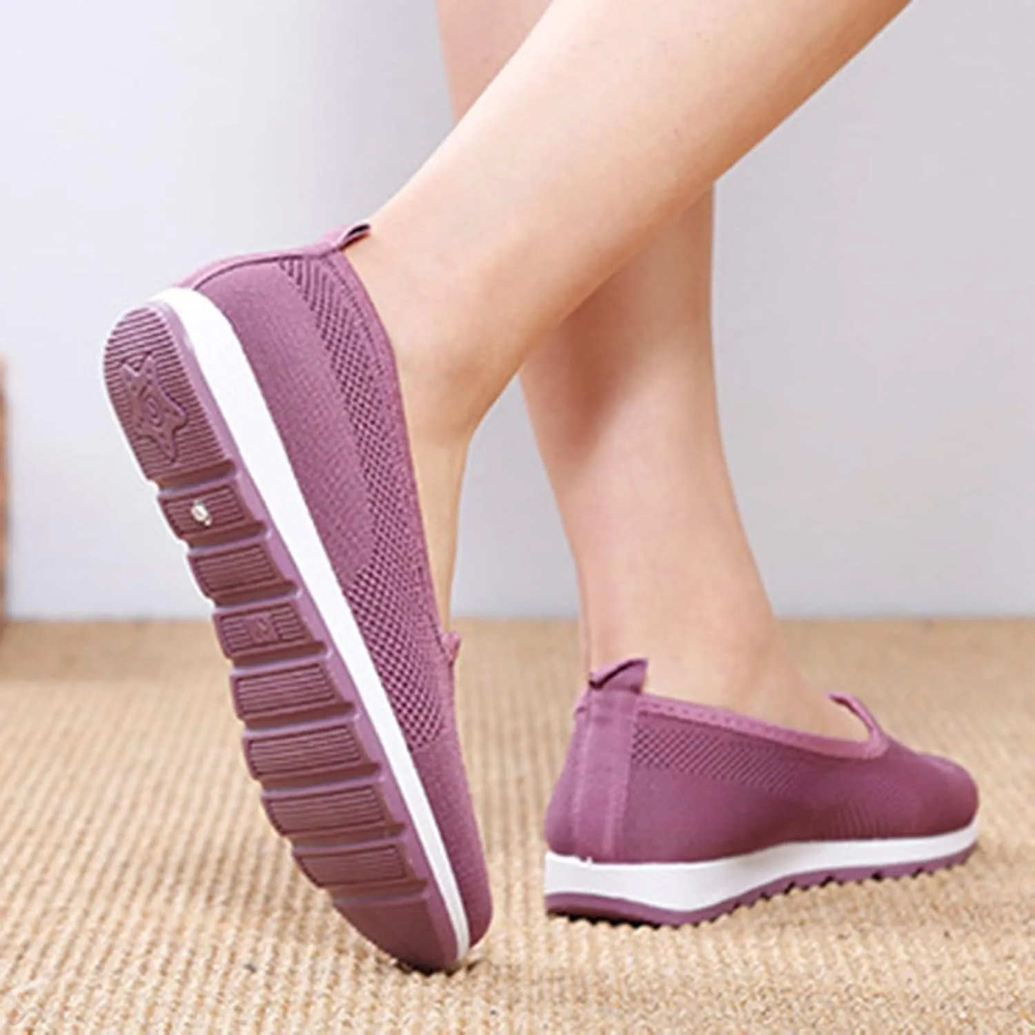 Women's Slip on Sneakers Shoes Woven Orthopedic Breathable Soft Shoes Walking Diabetic Foam Shoes Hands Free Slip in