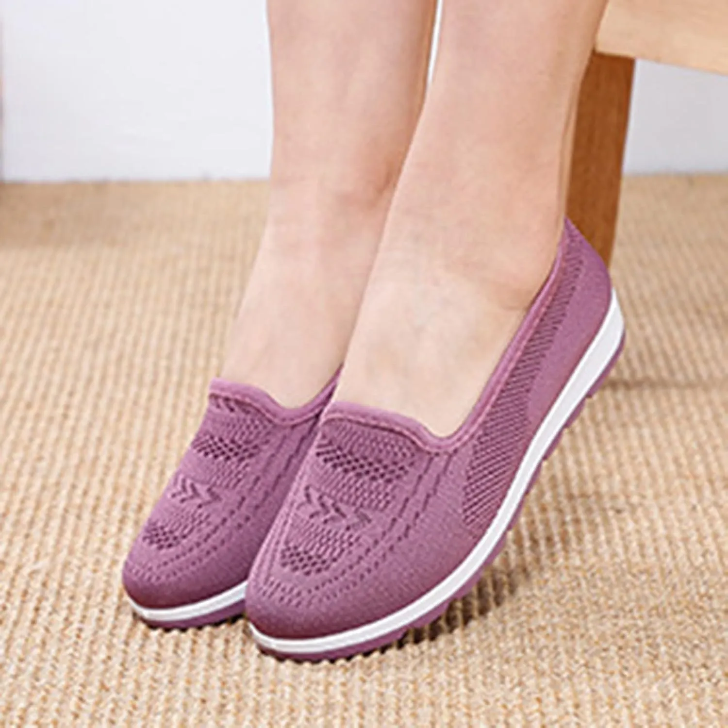 Women's Slip on Sneakers Shoes Woven Orthopedic Breathable Soft Shoes Walking Diabetic Foam Shoes Hands Free Slip in