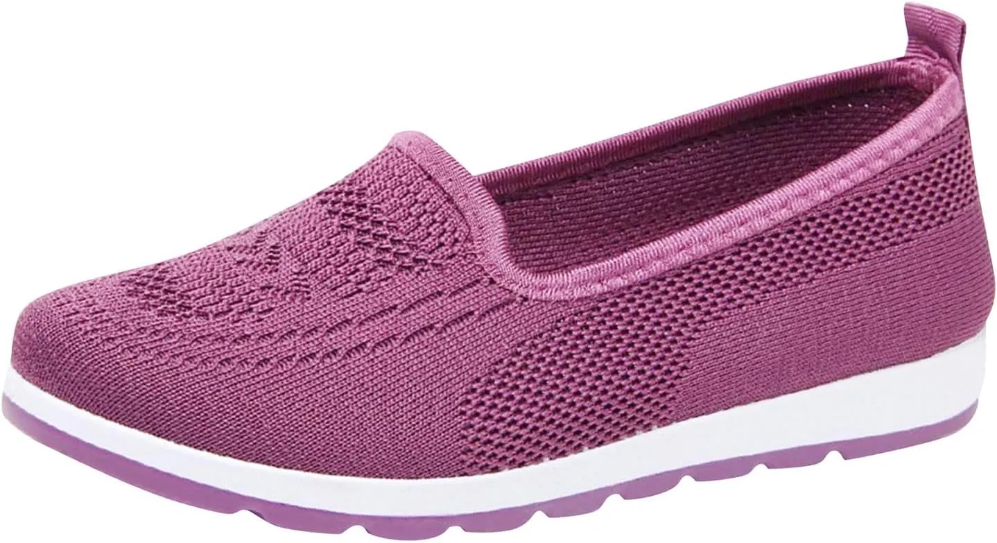 Women's Slip on Sneakers Shoes Woven Orthopedic Breathable Soft Shoes Walking Diabetic Foam Shoes Hands Free Slip in