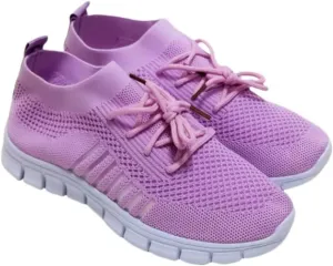Women's Sneakers - Lightweight Breathable Knit - Slip-On Lace-Up - Cushioned Sole
