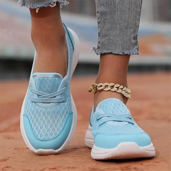 Women's Soft Sole Mesh Comfort Orthopedic Shoes - 2024 New Slip-on Walking Shoes with Arch Support,Lightweight Breathable Non-Slip Low Top Casual Shoe