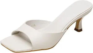 Women's Square Open Toe Kitten Heel Slides Sandals Sexy One Band Slip-On Stiletto Heels Mules Casual Party Prom Dance Dress Dress