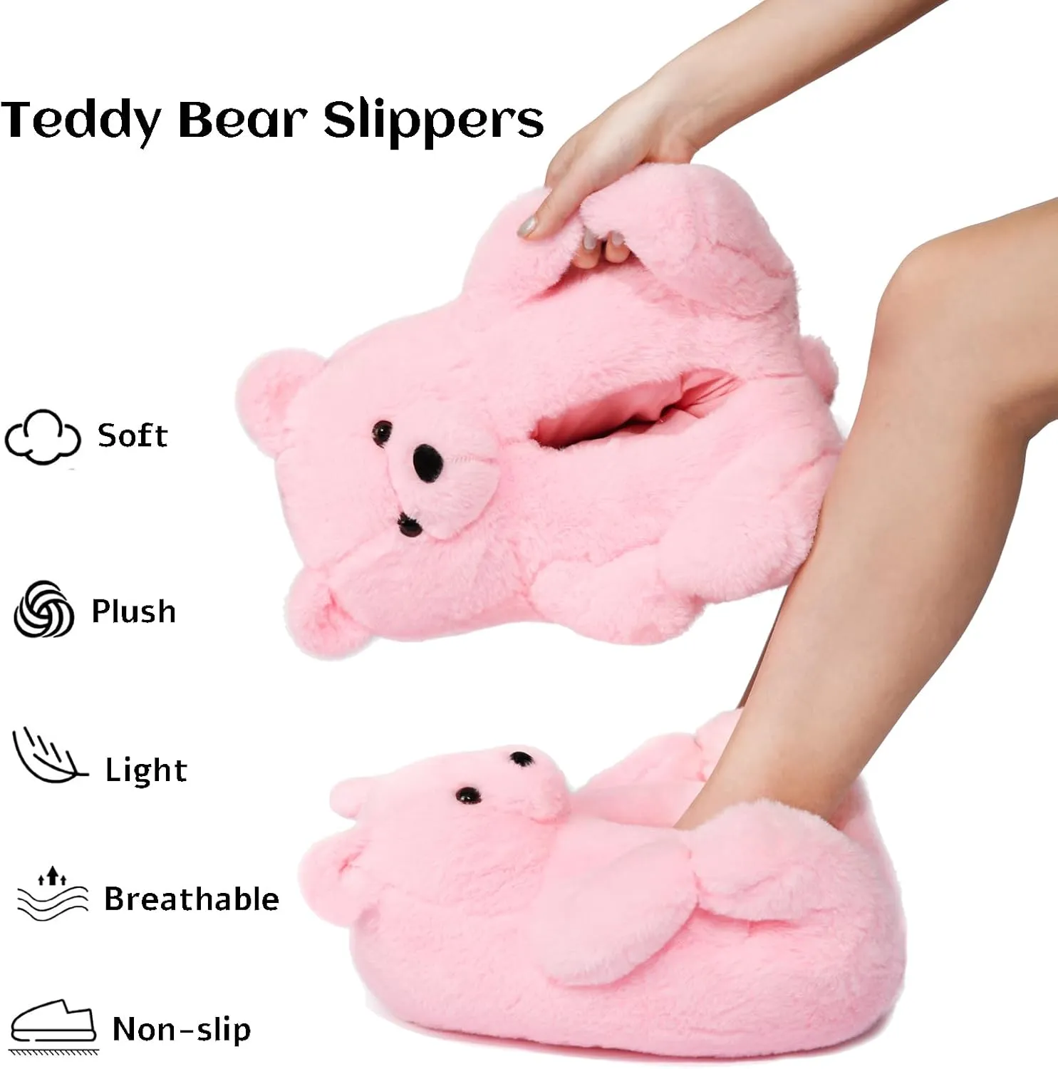 Women's Teddy Bear Slippers Mom Gift Slippers Cozy Women Fuzzy Indoor House Shoes Fun Costume for Adults Cute Animal Slides for Women Her Birthday Valentine's Gift Ideas