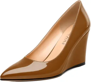 Womens Wedge Heel Pumps Shoes, Pointed Toe High Heel Dress Shoes for Women 3.3"