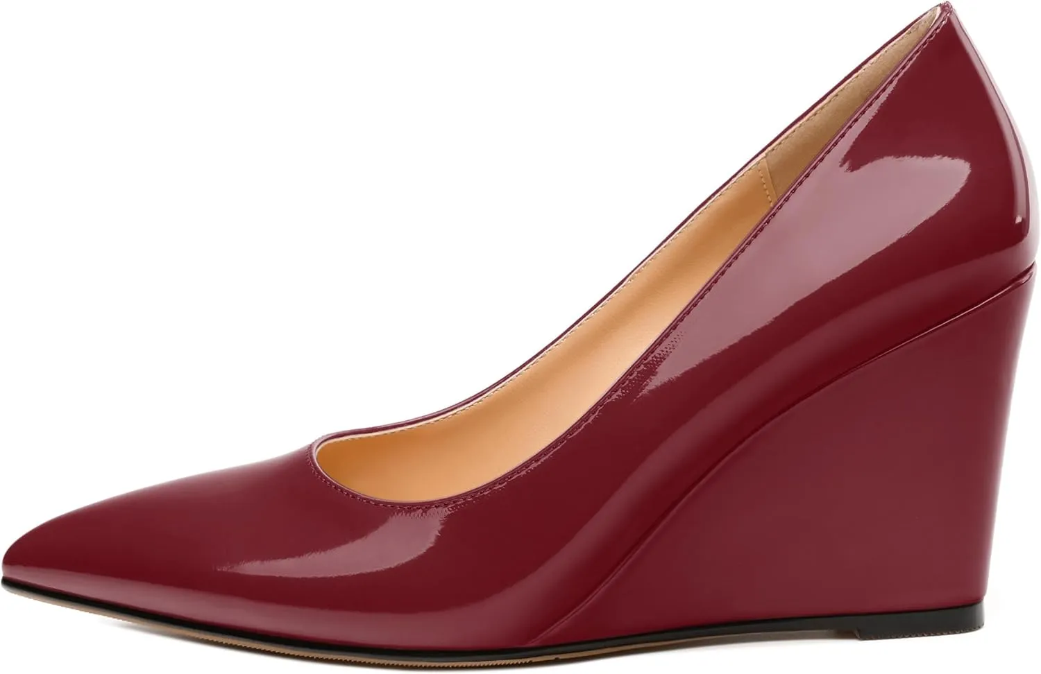 Womens Wedge Heel Pumps Shoes, Pointed Toe High Heel Dress Shoes for Women 3.3"