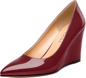 Womens Wedge Heel Pumps Shoes, Pointed Toe High Heel Dress Shoes for Women 3.3"
