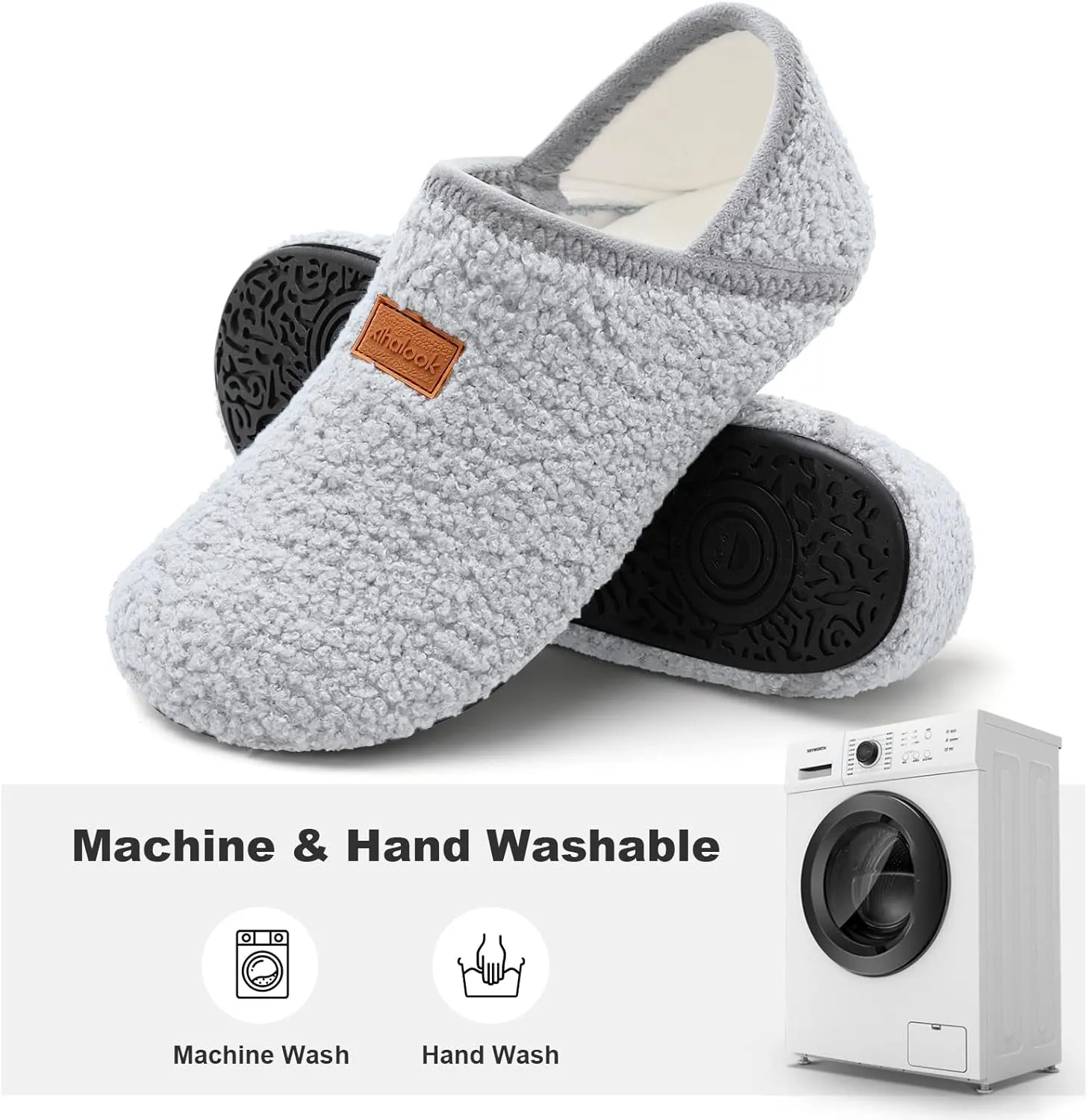 XIHALOOK House Slippers for Women Men Cozy Sock Shoes with Soft Rubber Sole Slip On for Indoor/Outdoor