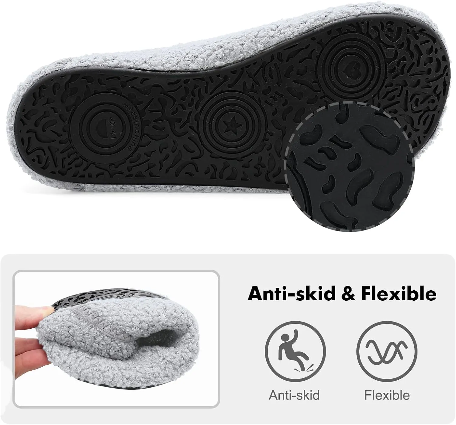 XIHALOOK House Slippers for Women Men Cozy Sock Shoes with Soft Rubber Sole Slip On for Indoor/Outdoor