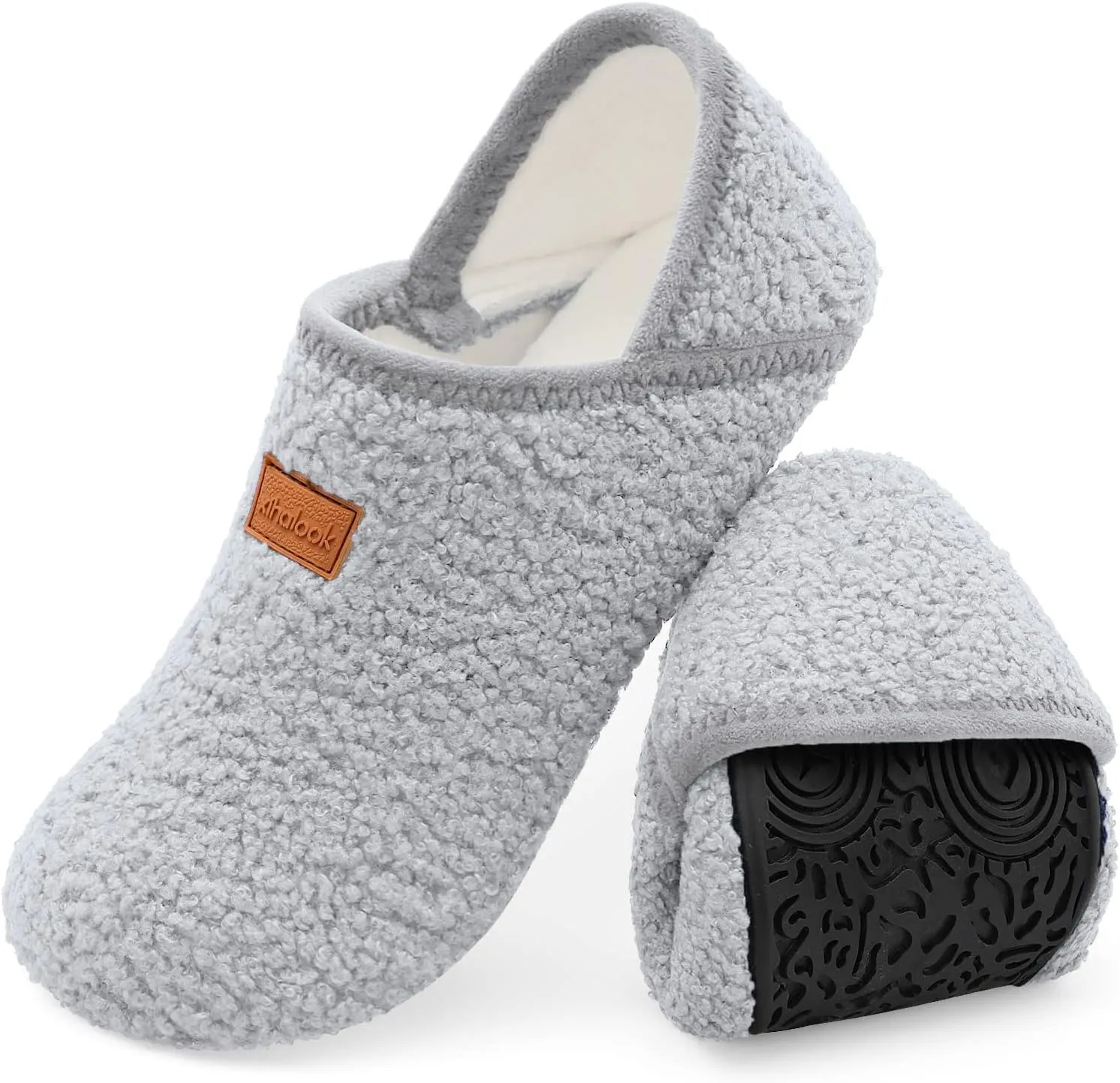 XIHALOOK House Slippers for Women Men Cozy Sock Shoes with Soft Rubber Sole Slip On for Indoor/Outdoor