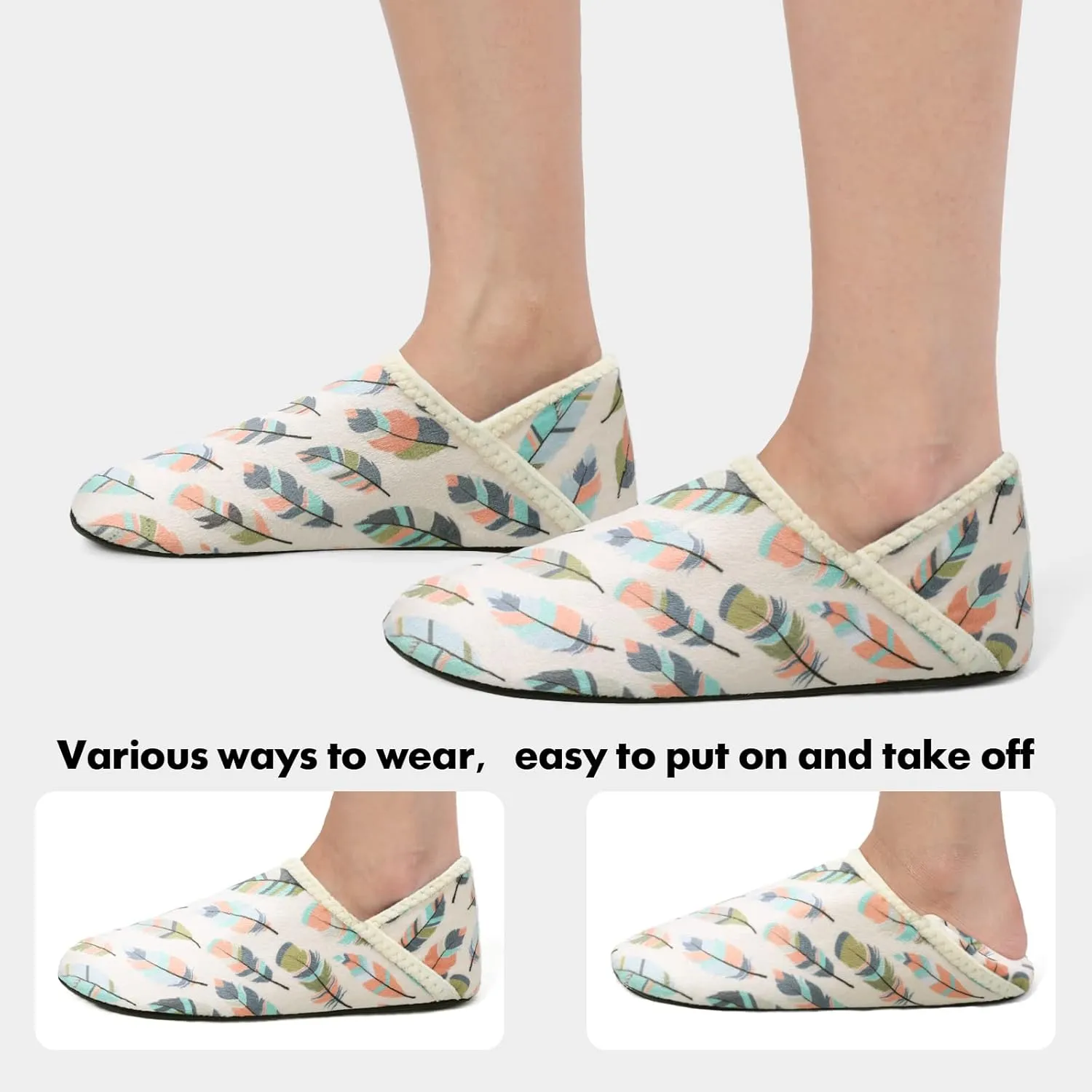 XIHALOOK House Slippers for Women Men Cozy Sock Shoes with Soft Rubber Sole Slip On for Indoor/Outdoor