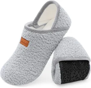 XIHALOOK House Slippers for Women Men Cozy Sock Shoes with Soft Rubber Sole Slip On for Indoor/Outdoor