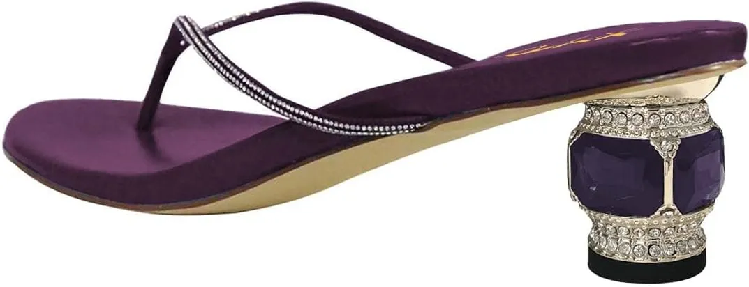 XYD Women Fashion Thong Crystal Low Heel Block Sandals Flip Flops Open Toe Summer Slip-on Beach Resort Vacation Shoes