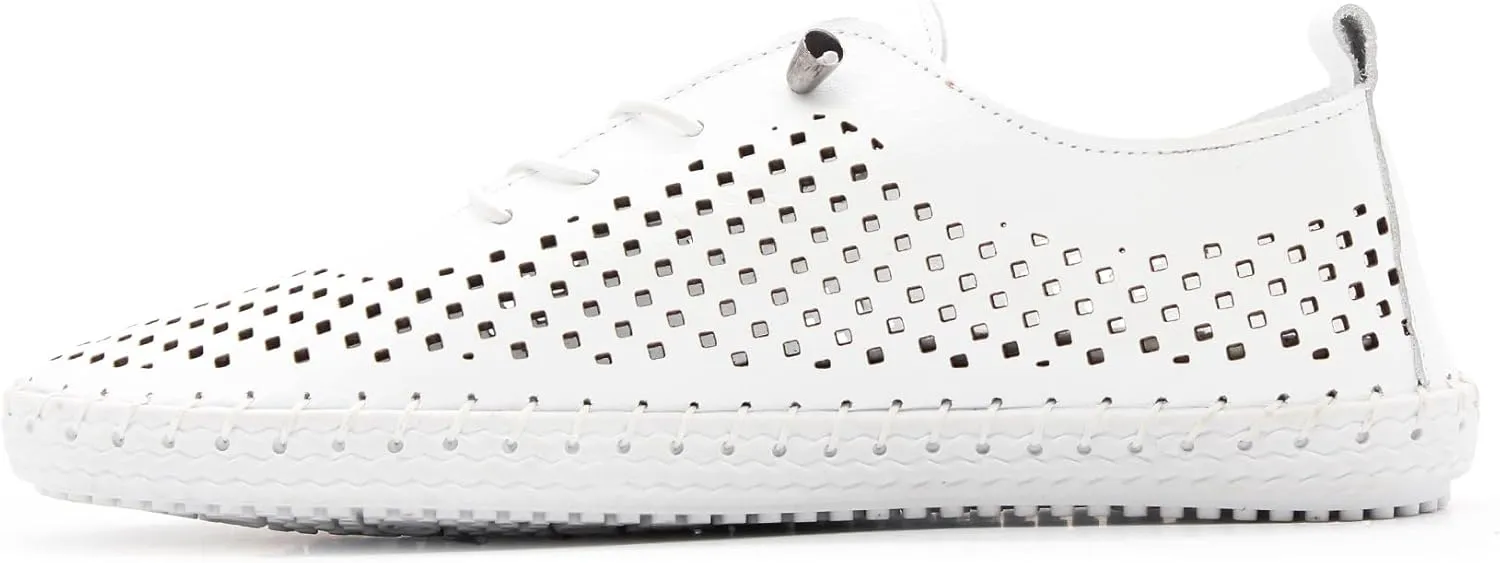 Yalova Women's Elastic Slip-On Shoes – Soft Perforated Leather, Handstitched Summer Shoe | Made in Turkey |