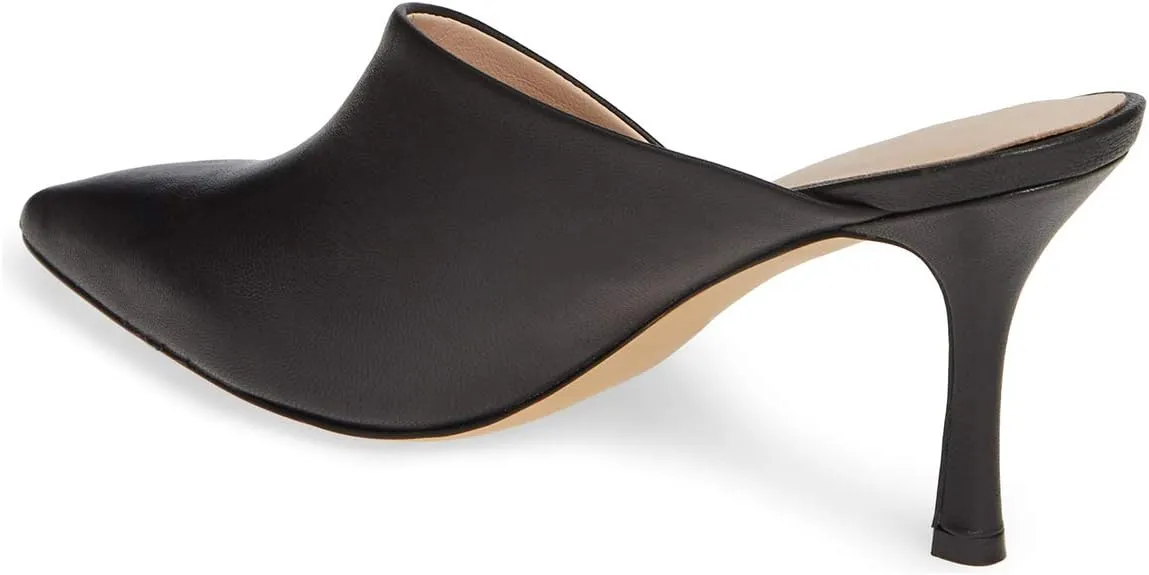 YDN Women Retro Pointy Toe Half D'Orsay Spike Heel Mules Cutout Outside Slip On Slide Sandal Slippers