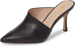 YDN Women Retro Pointy Toe Half D'Orsay Spike Heel Mules Cutout Outside Slip On Slide Sandal Slippers