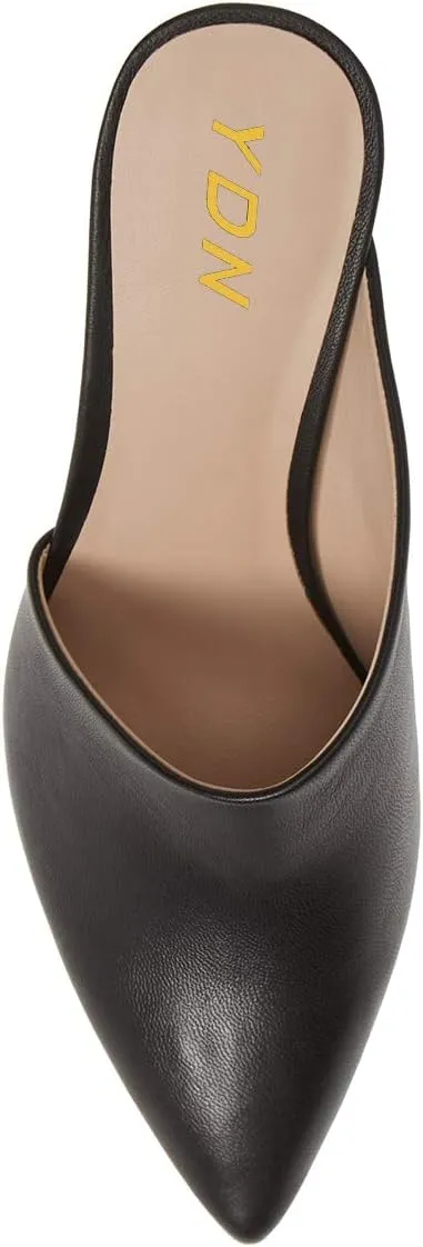 YDN Women Retro Pointy Toe Half D'Orsay Spike Heel Mules Cutout Outside Slip On Slide Sandal Slippers