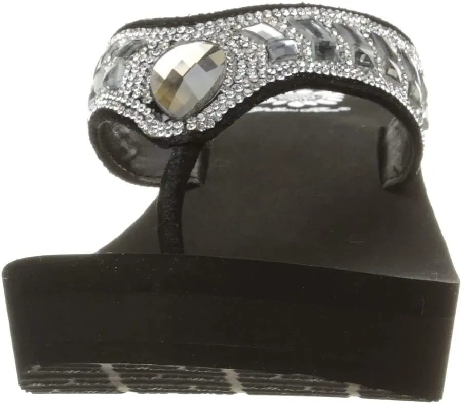 Yellow Box Glorian Rhinestone Detail Wedge Platform Flip Flops Clear