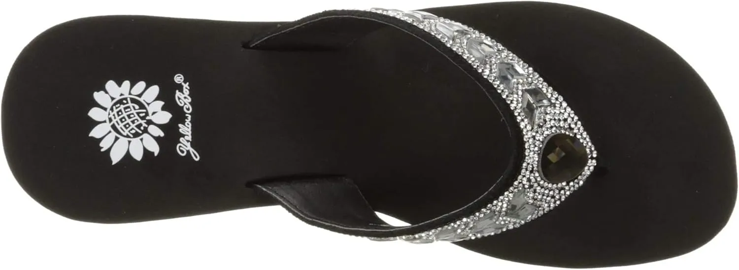 Yellow Box Glorian Rhinestone Detail Wedge Platform Flip Flops Clear