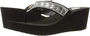 Yellow Box Glorian Rhinestone Detail Wedge Platform Flip Flops Clear