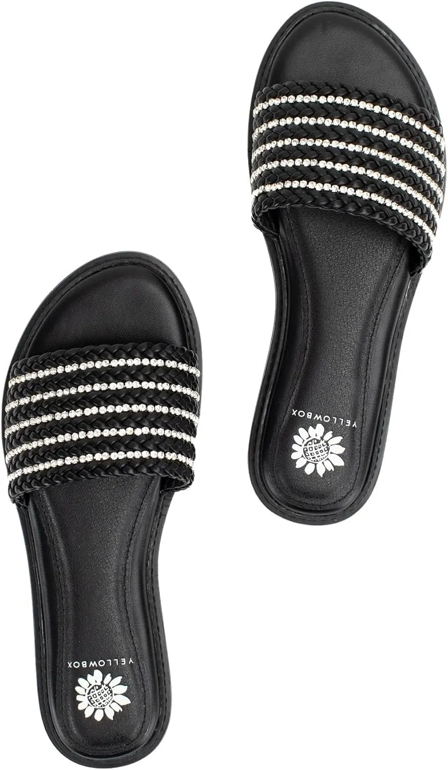Yellow Box Women's Lasky Slide Sandal with Rhinestones, Almond Toe Comfortable Flip-Flop