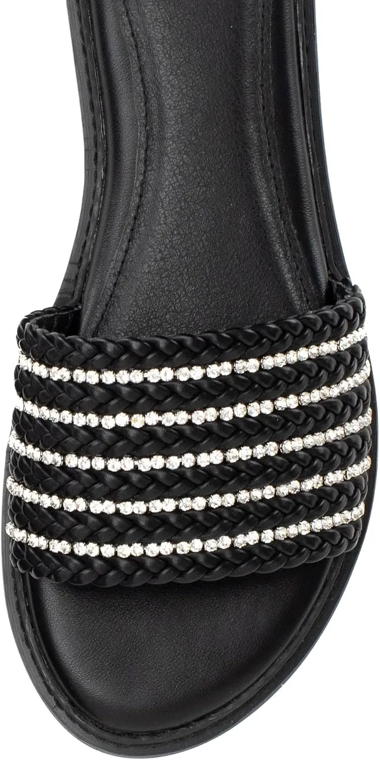Yellow Box Women's Lasky Slide Sandal with Rhinestones, Almond Toe Comfortable Flip-Flop