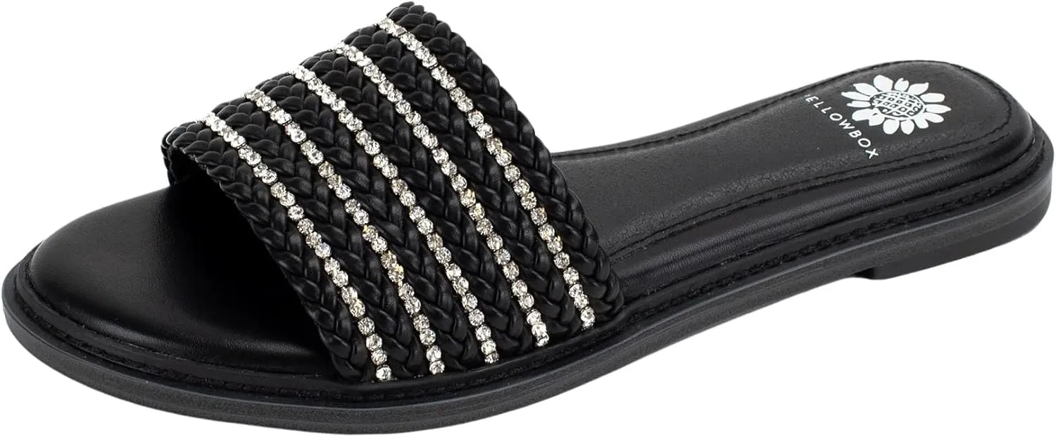 Yellow Box Women's Lasky Slide Sandal with Rhinestones, Almond Toe Comfortable Flip-Flop