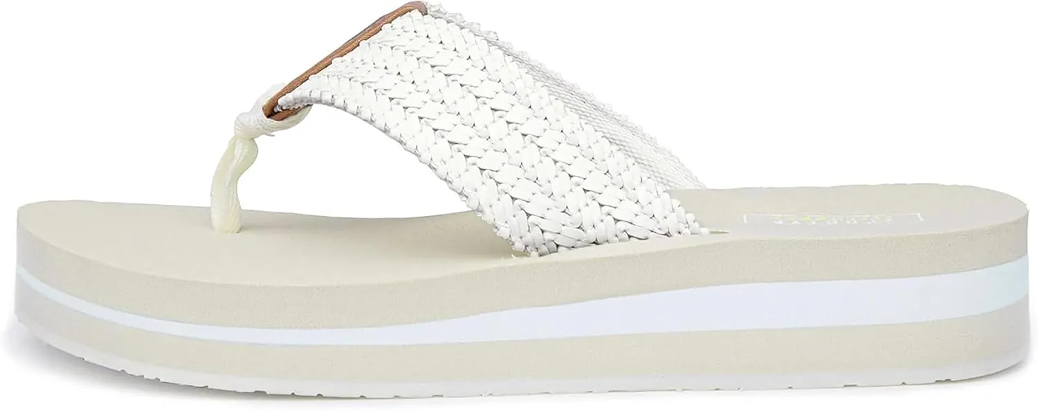Yellow Box Women's Misha Flatform Sandal, Round Toe, 1.25 Inch Heel, 1 Inch Platform, Comfortable Flip-Flop