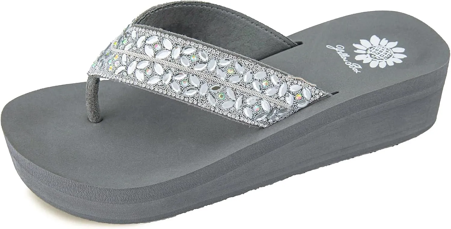 Yellow Box Women's Rhea Flatform Sandal, Round Toe, Medium-High 1.75 Inch Heel, 1 Inch Platform Comfortable Flip-Flop