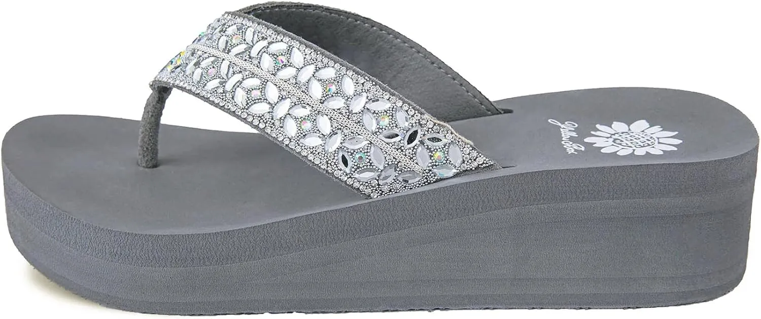 Yellow Box Women's Rhea Flatform Sandal, Round Toe, Medium-High 1.75 Inch Heel, 1 Inch Platform Comfortable Flip-Flop