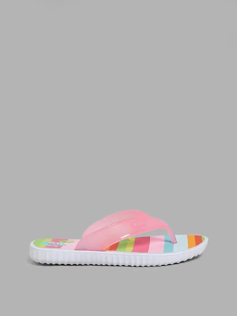 Yellow Multicolor Striped Flip Flop