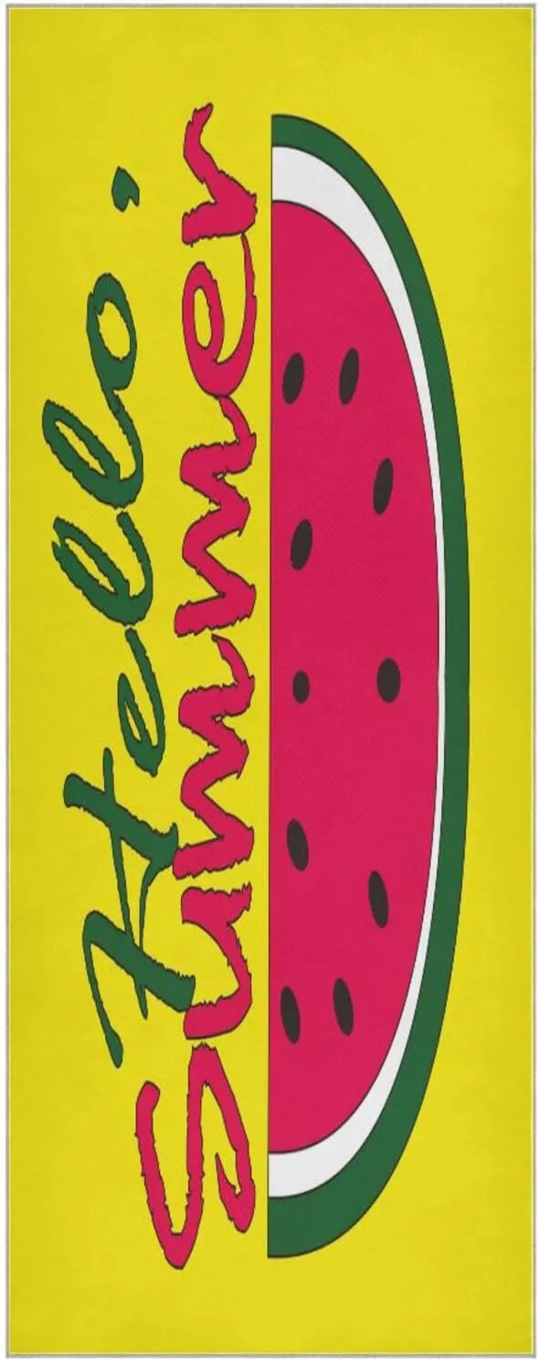 Yoga Towel Hello Summer Watermelon Hot Yoga Mat Towel with Grip Dots Sweat Absorbent Non-Slip for Hot Yoga, 24" x72",Soft Yoga Blankets with Travel Bag,Pilates and Workout