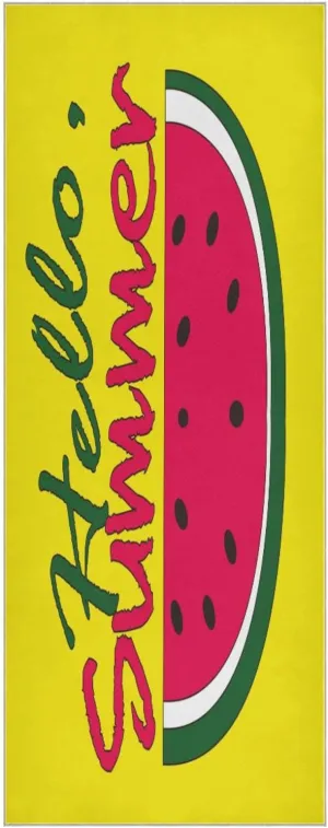 Yoga Towel Hello Summer Watermelon Hot Yoga Mat Towel with Grip Dots Sweat Absorbent Non-Slip for Hot Yoga, 24" x72",Soft Yoga Blankets with Travel Bag,Pilates and Workout
