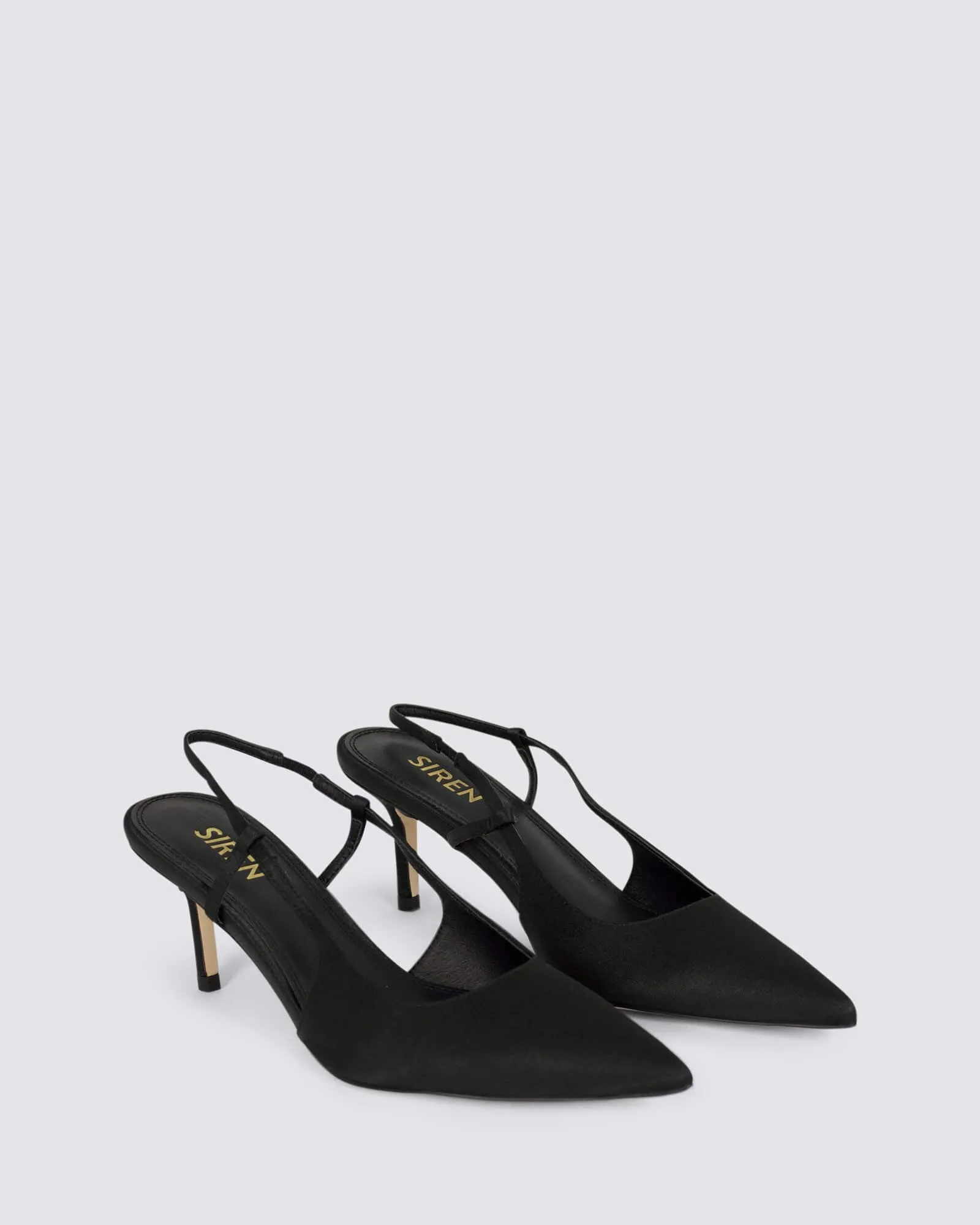 YOHANA SLINGBACK HEELS BLACK SATIN