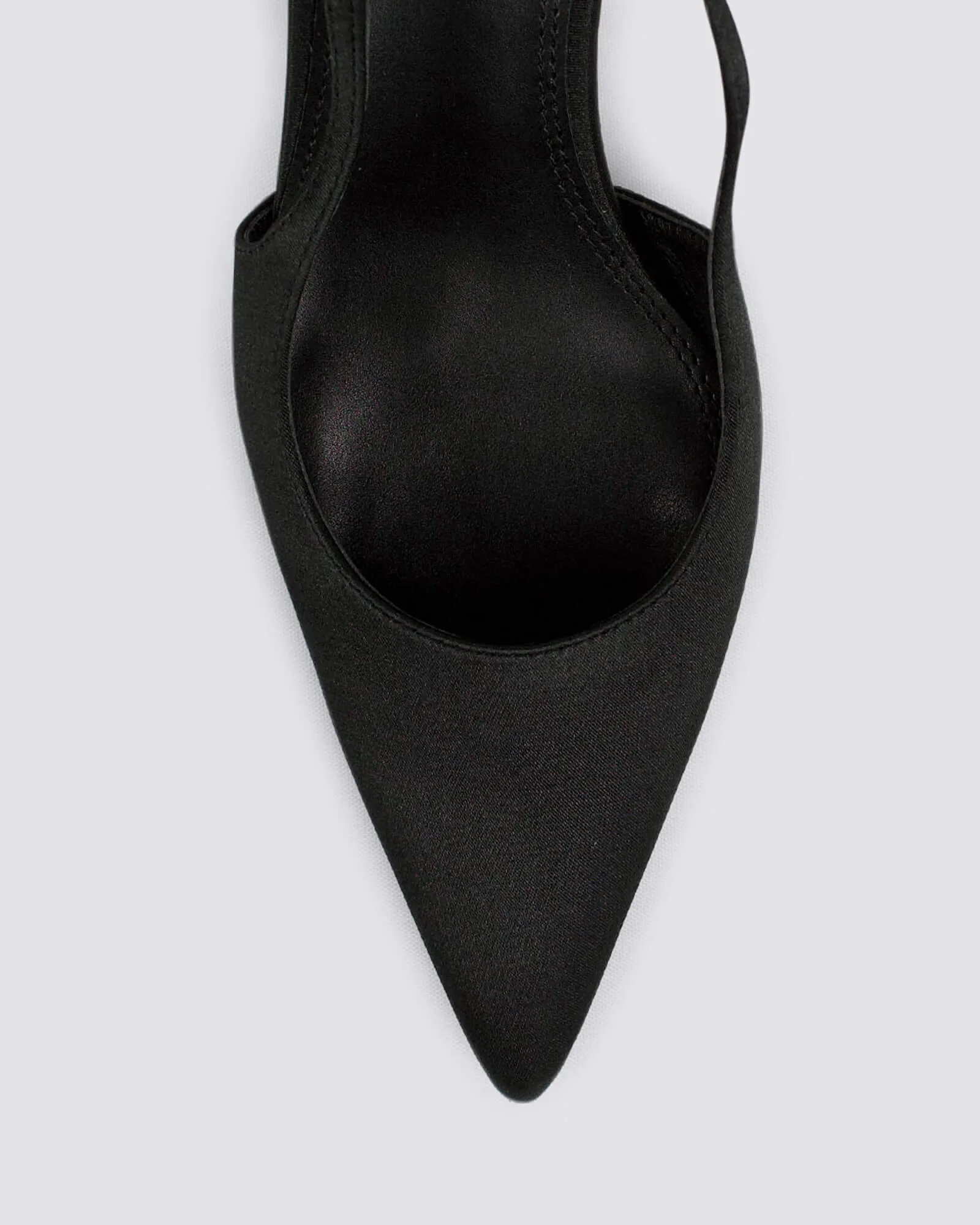 YOHANA SLINGBACK HEELS BLACK SATIN