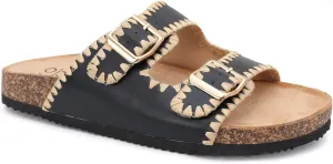 YOKI GIAN-218 Women's Woven Stitch Double Buckle Slide Sandal, Comfortable Summer Sandals for Women