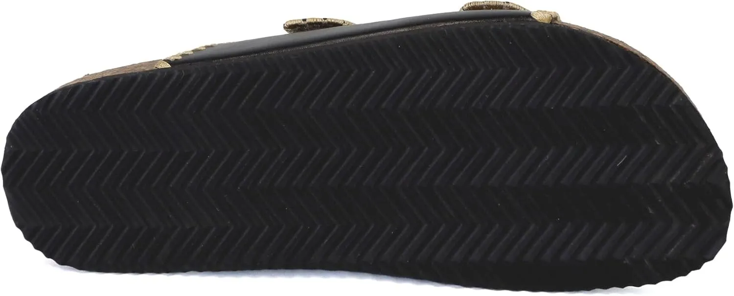 YOKI GIAN-218 Women's Woven Stitch Double Buckle Slide Sandal, Comfortable Summer Sandals for Women