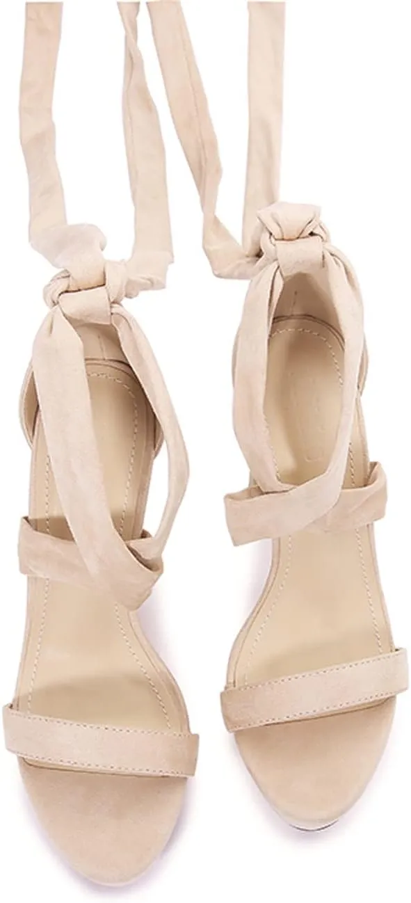 YooPrettyz Women Suede Platform Stiletto Heels Crisscrossed Straps Lace Up Finish Classic Chunky Heels